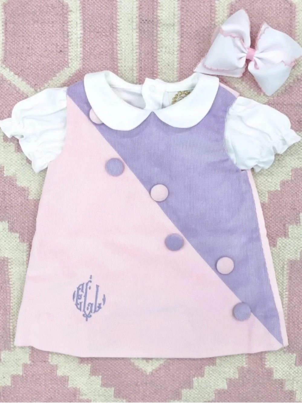 RARE THE BEAUFORT BONNET COMPANY LT PINK CORDUROY DRESS 18-24 Months